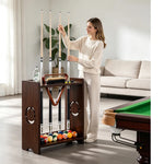 ARIX Billiard Cue Rack 8 Slot Solid Oak Wood and Metal Storage Stand Precise Cue Holder with Accessory Storage for Home Game Room Pool Hall & Club - Brown