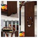 ARIX Billiard Cue Rack 8 Slot Solid Oak Wood and Metal Storage Stand Precise Cue Holder with Accessory Storage for Home Game Room Pool Hall & Club - Brown