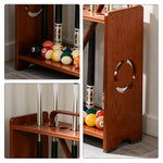 ARIX Billiard Cue Rack 8 Slot Solid Oak Wood and Metal Storage Stand Precise Cue Holder with Accessory Storage for Home Game Room Pool Hall & Club - Walnut