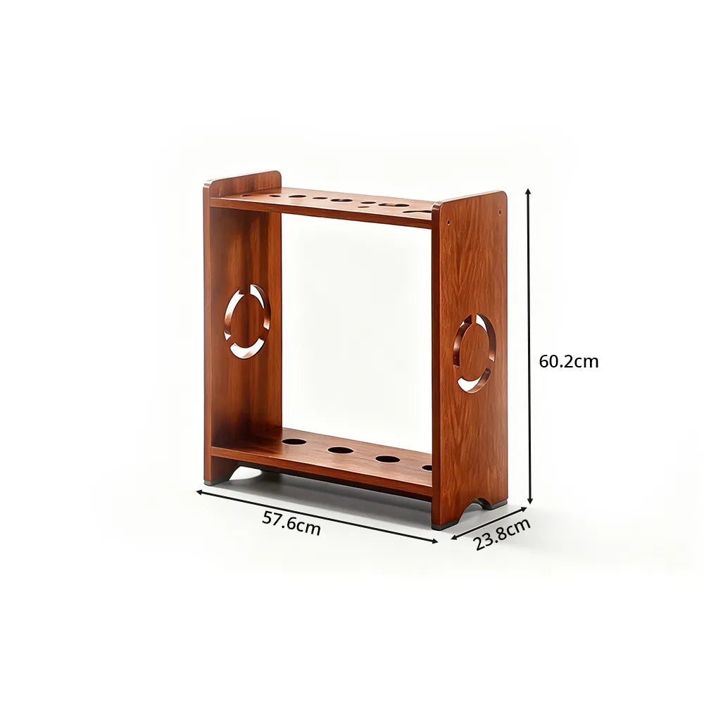 ARIX Billiard Cue Rack 8 Slot Solid Oak Wood and Metal Storage Stand Precise Cue Holder with Accessory Storage for Home Game Room Pool Hall & Club - Walnut