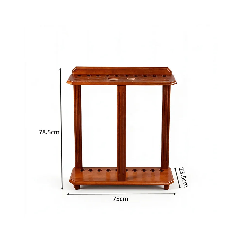 ARIX Billiard Cue Rack 10 Slot Solid Oak Wood and Metal Storage Stand Precise Cue Holder with Accessory Storage for Home Game Room Pool Hall & Club - Walnut