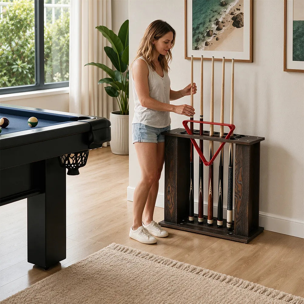 ARIX Billiard Cue Rack 16 Slot Thickened Density Board Cue Storage Stand Stable Holder Design for Home Game Room Pool Hall & Club
