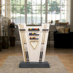 ARIX 6-Hole Wooden Cue Rack Free-Standing Durable Lacquered Finish Space-Saving Design for Billiard Sticks