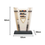 ARIX 6-Hole Wooden Cue Rack Free-Standing Durable Lacquered Finish Space-Saving Design for Billiard Sticks