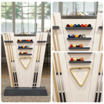 ARIX 6-Hole Wooden Cue Rack Free-Standing Durable Lacquered Finish Space-Saving Design for Billiard Sticks