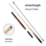 RILEY Billiard 3/4 Stick 6-inch Shaft, Split, Smooth Stroke 9.5mm Extension - with Tip, Ash Cue 145cm