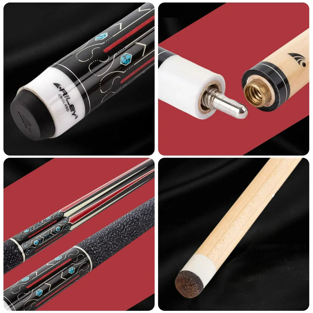RILEY Billiard Butt Maple Shock-Absorbing Stick Wrap, 12.75mm Anti-Slip 1/2 Grip Tip, Canadian Shaft, Split, Linen - Cue 147cm