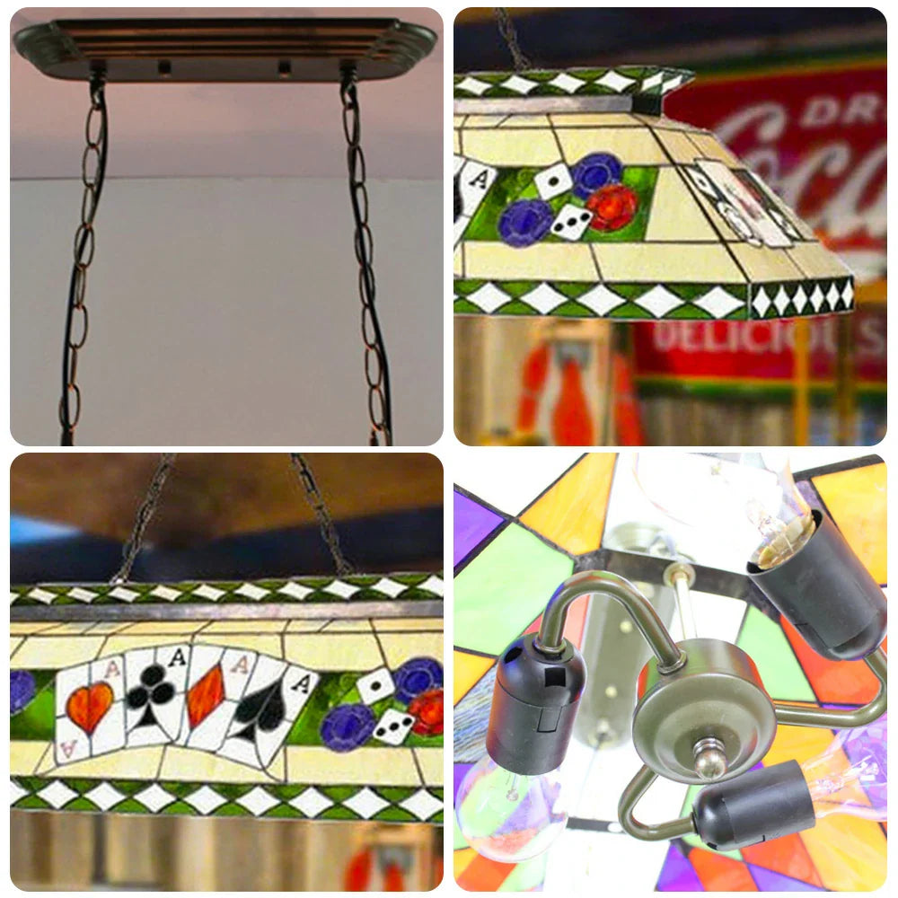 ARIX Tiffany Design, LED Table Glass Handmade Frame, Style Bulbs Stained Iron with Pool E27 120cm Light, Included