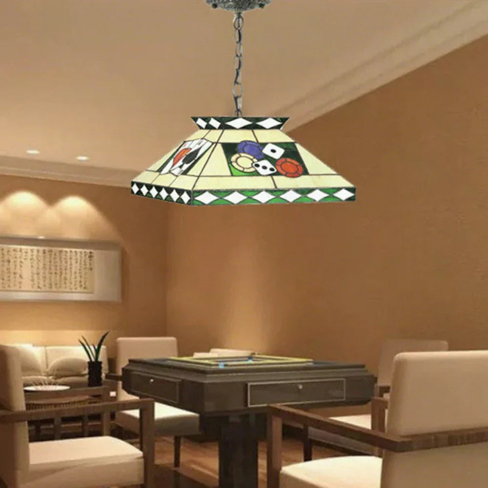 ARIX Tiffany LED Style with Iron 45cm Pool Light, Design, Table E27 Glass Bulbs Frame, Handmade Stained Included