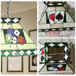 ARIX Tiffany LED Style with Iron 45cm Pool Light, Design, Table E27 Glass Bulbs Frame, Handmade Stained Included
