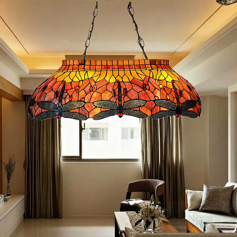 ARIX Billiard E27 - Lighting Vintage - Handmade Fittings, Pool Durable Table Socket, Iron Table Light Glass, Stained Artistic Orange