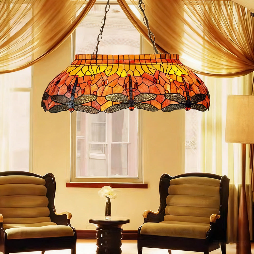 ARIX Billiard E27 - Lighting Vintage - Handmade Fittings, Pool Durable Table Socket, Iron Table Light Glass, Stained Artistic Orange
