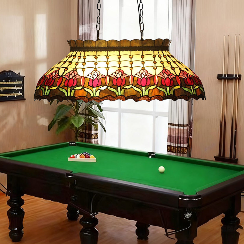 ARIX Billiard E27 Tulip Table Design Pool Stained Craft, Table - Handmade Socket, Glass, Iron Durable Fittings, Vintage Light Lighting