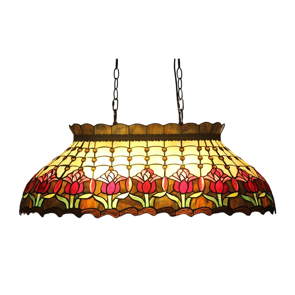 ARIX Billiard E27 Tulip Table Design Pool Stained Craft, Table - Handmade Socket, Glass, Iron Durable Fittings, Vintage Light Lighting