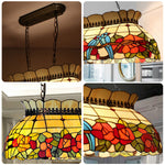 ARIX Billiard Light Fittings, E27 Durable Craft, Iron Glass, Floral Handmade Socket, Design Stained Table Pool Table - Vintage Lighting