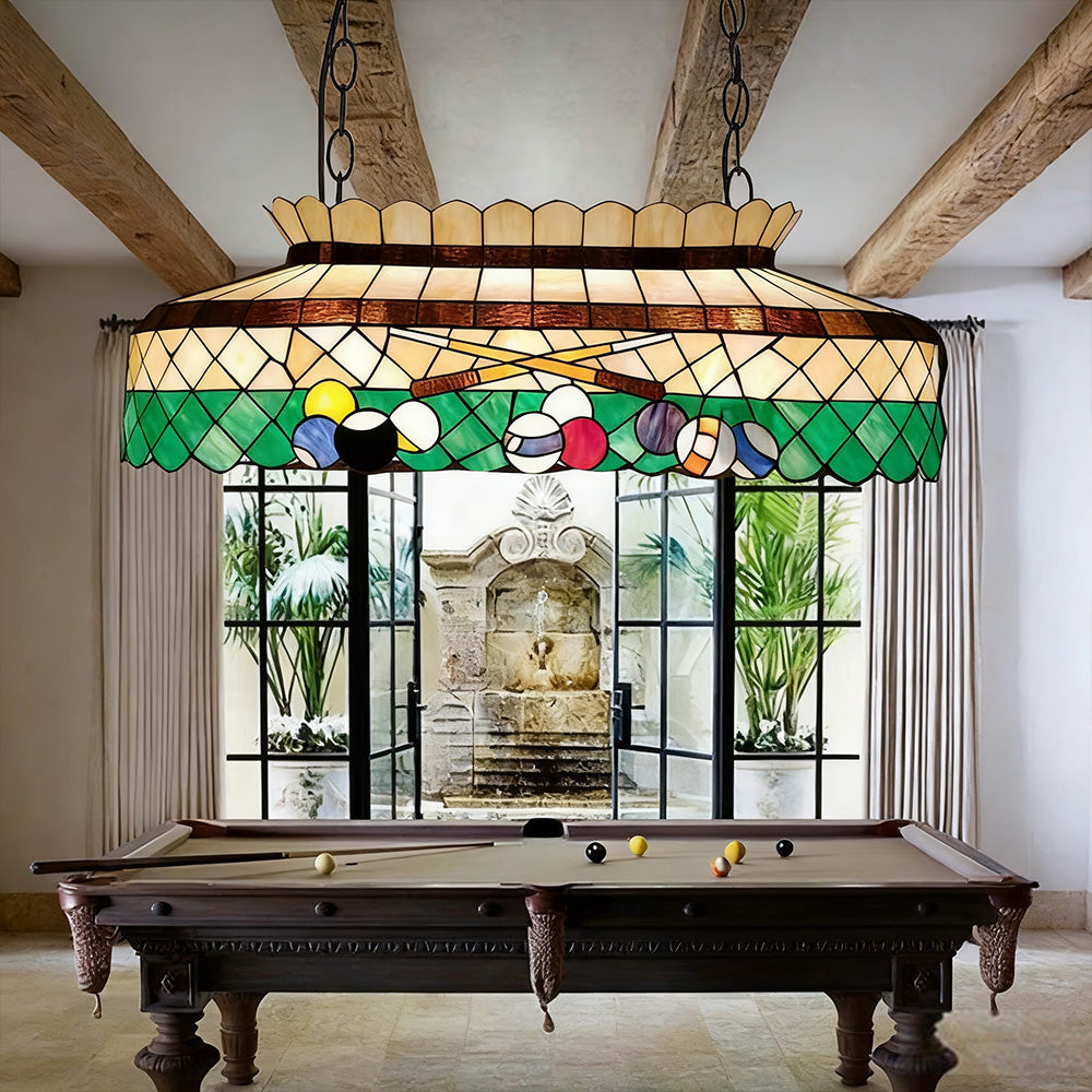 ARIX Billiard Iron E27 Stained Handmade Billiard Table Craft, Lighting Light Design Socket, Pool Vintage Durable Table - Fittings, Glass, Green