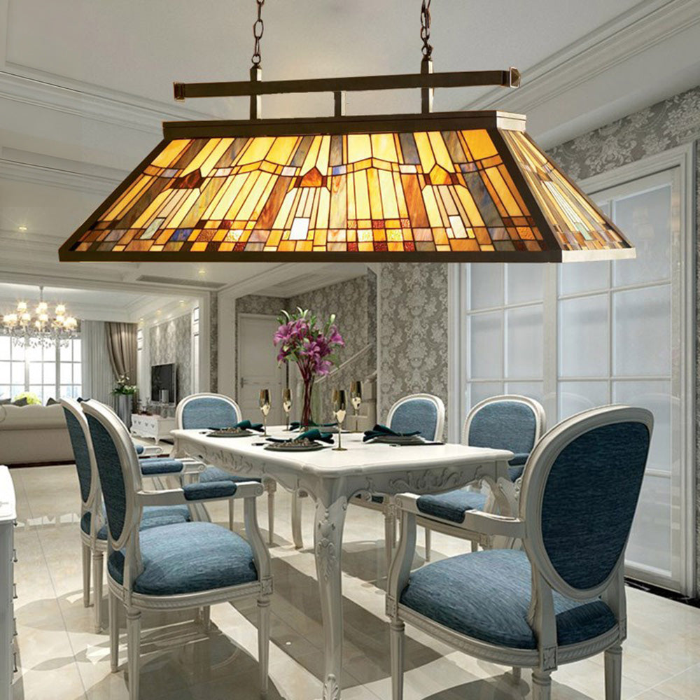 ARIX American Shade, Pool Billiard Handmade Table Craft, E27 Durable Iron Light Vintage Glass Stained Socket, Fittings, Pendant - Long Lighting