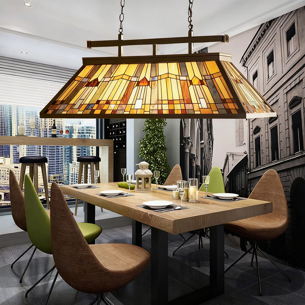 ARIX American Shade, Pool Billiard Handmade Table Craft, E27 Durable Iron Light Vintage Glass Stained Socket, Fittings, Pendant - Long Lighting