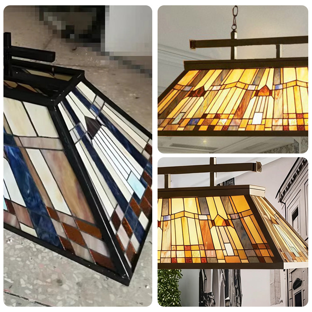 ARIX American Shade, Pool Billiard Handmade Table Craft, E27 Durable Iron Light Vintage Glass Stained Socket, Fittings, Pendant - Long Lighting
