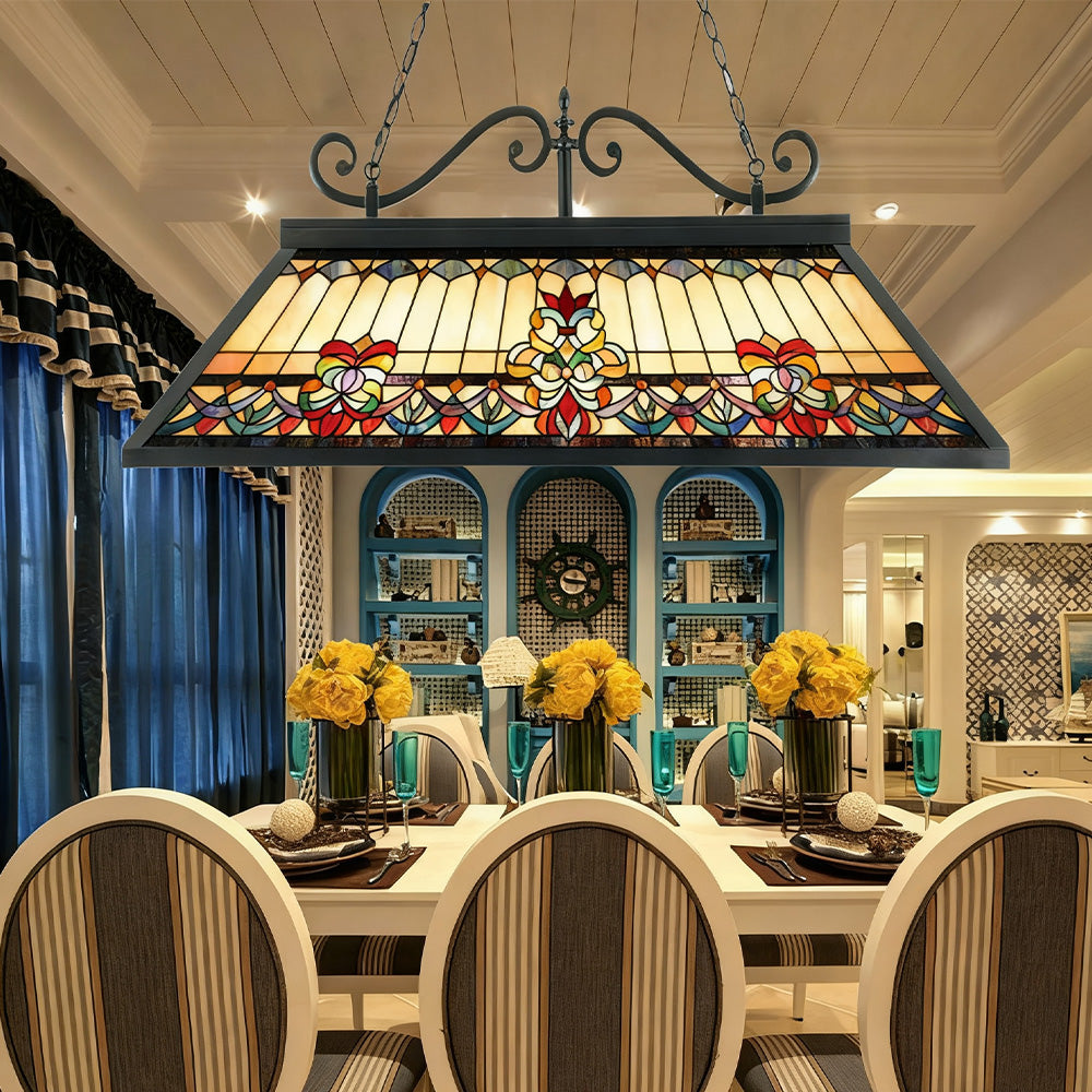 ARIX European - Durable Billiard Iron Long Stained E27 Socket, Table Light Pool Fittings, Shade, Pendant Handmade Craft, Glass Vintage Lighting