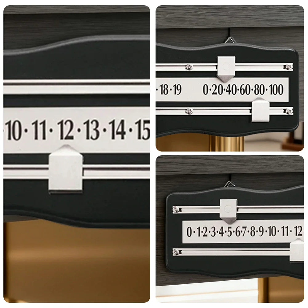ARIX - Scoreboard Manual 2-Player Wall-Mounted - Scorers Sliding Brass with Wood Mahogany Solid Scoreboard, Snooker Chrome & Black
