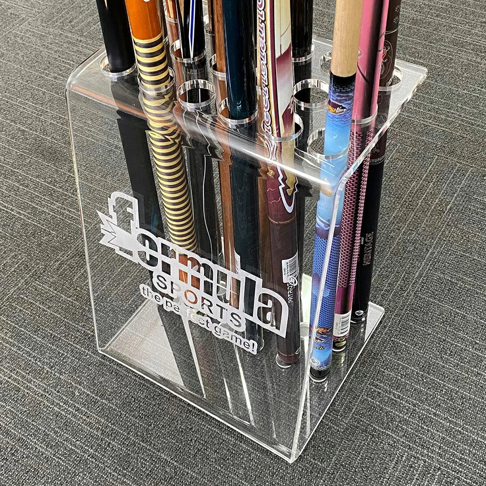 ARIX Acrylic Transparent - Finish Laser-Cut Smooth and Base Stable with Stand 18-Cue Clear Rack, Cue Acrylic Holder