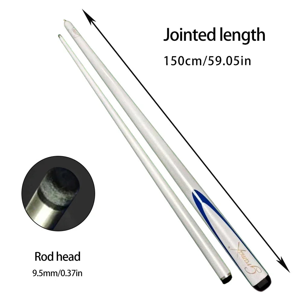 ARIX Carbon Fiber Cue Stick 9.5MM Tip 145CM 1/2 Split Screw Connection Precision Performance Durable & Rust-Free White