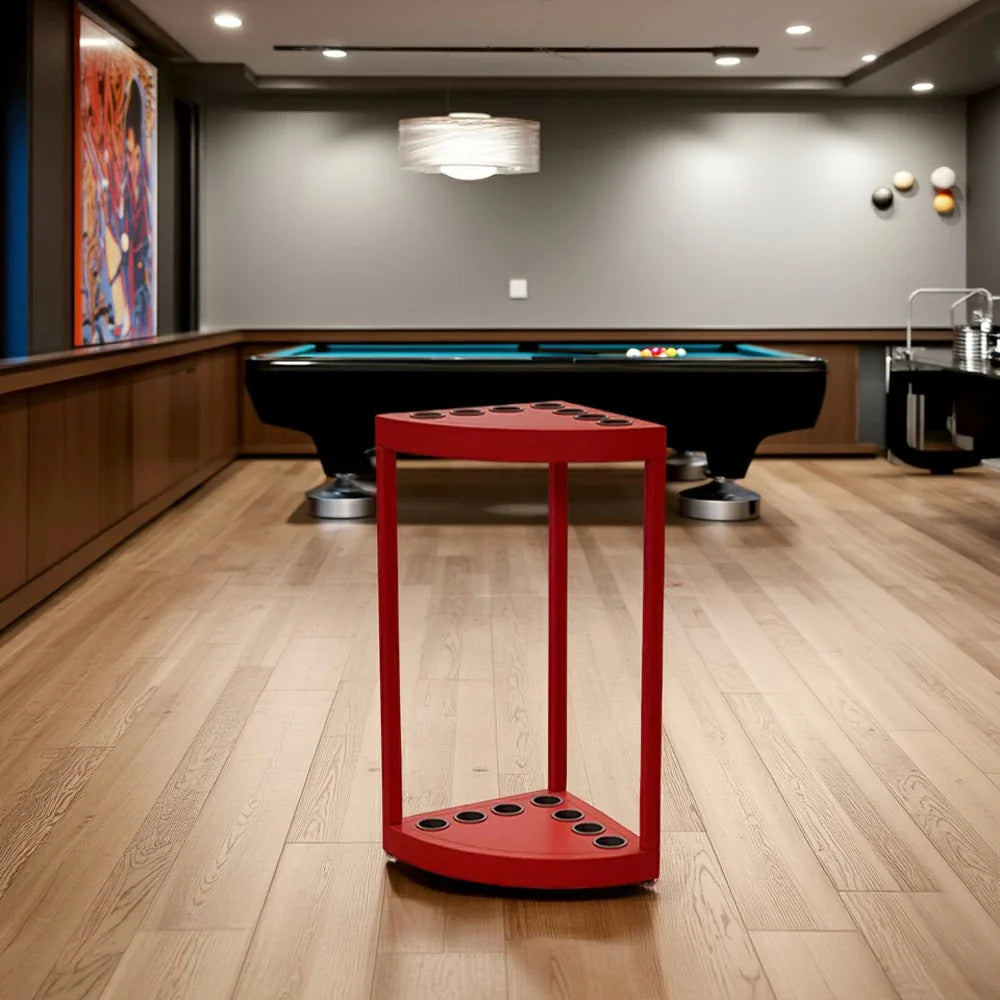 ARIX 7-Hole Acrylic Cue Rack Free-Standing Stable Design with Non-Slip Base Smooth Protective Edges Red