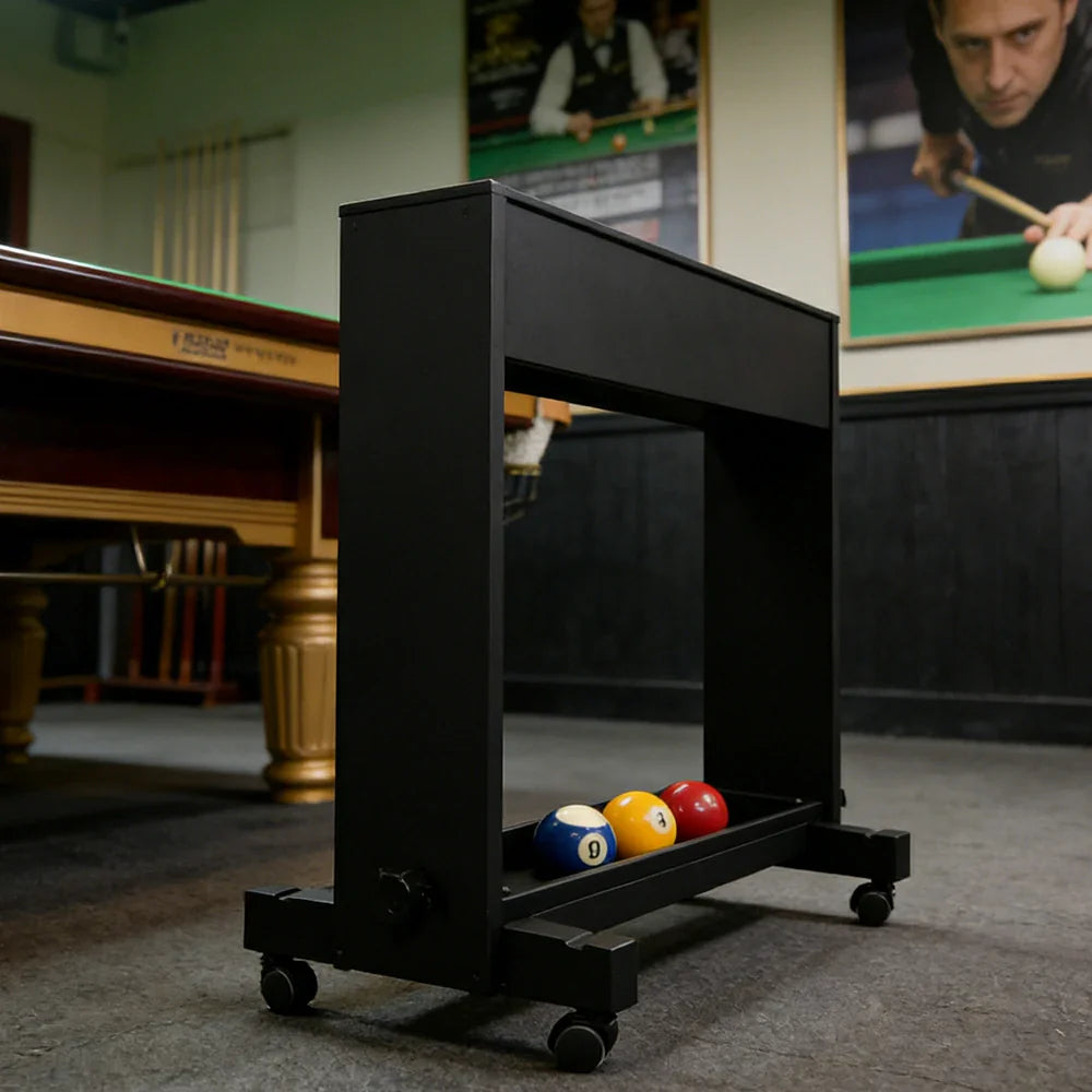 CUETIQ Pool & Table Tennis Tabletop Storage Trolley - Heavy-Duty Steel Build, Lockable Castors, Space-Saving Vertical Storage - Black