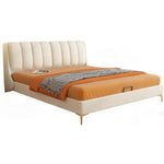 LUXORA B1003 Solid 150/180cm Wood Length Tech Fabric Frame Bed-White