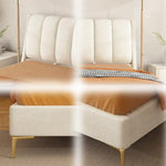 LUXORA B1003 Solid 150/180cm Wood Length Tech Fabric Frame Bed-White