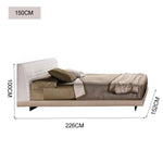 LUXORA B1017 150/180cm Faux Wood Solid and Length Frame Leather Linen Bed-White