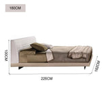 LUXORA B1017 150/180cm Faux Wood Solid and Length Frame Leather Linen Bed-White