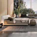 LUXORA B1017 150/180cm Faux Wood Solid and Length Frame Leather Linen Bed-White