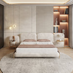 LUXORA B1068 Tech Length Frame Solid Wood Fabric 150/180cm Matte Bed-White