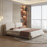 LUXORA B1068 Tech Length Frame Solid Wood Fabric 150/180cm Matte Bed-White