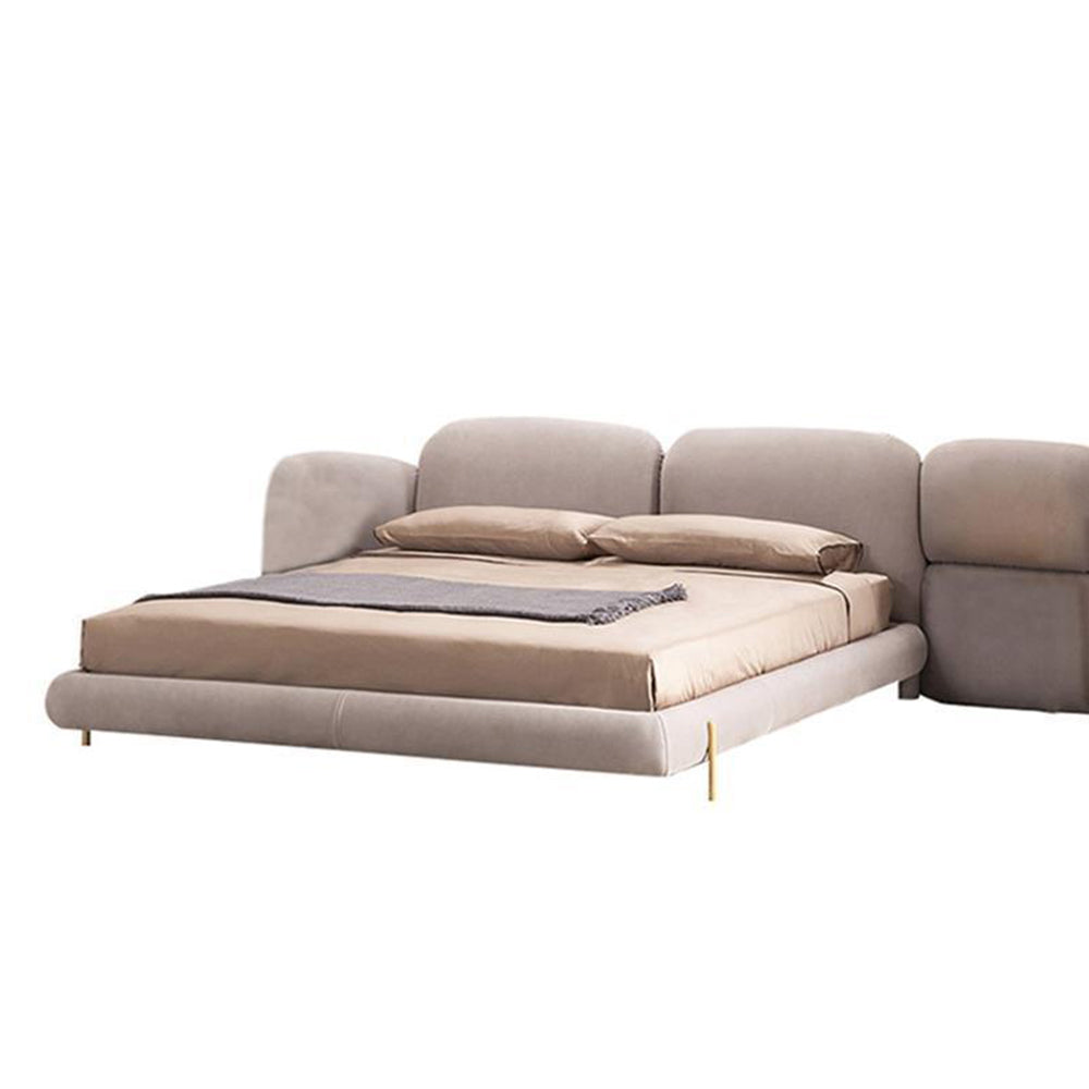 LUXORA B1068 Tech Length Frame Solid Wood Fabric 150/180cm Matte Bed-White