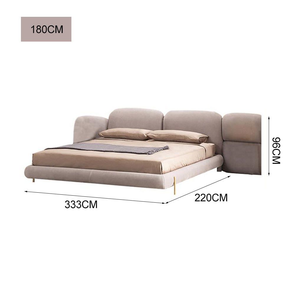 LUXORA B1068 Tech Length Frame Solid Wood Fabric 150/180cm Matte Bed-White
