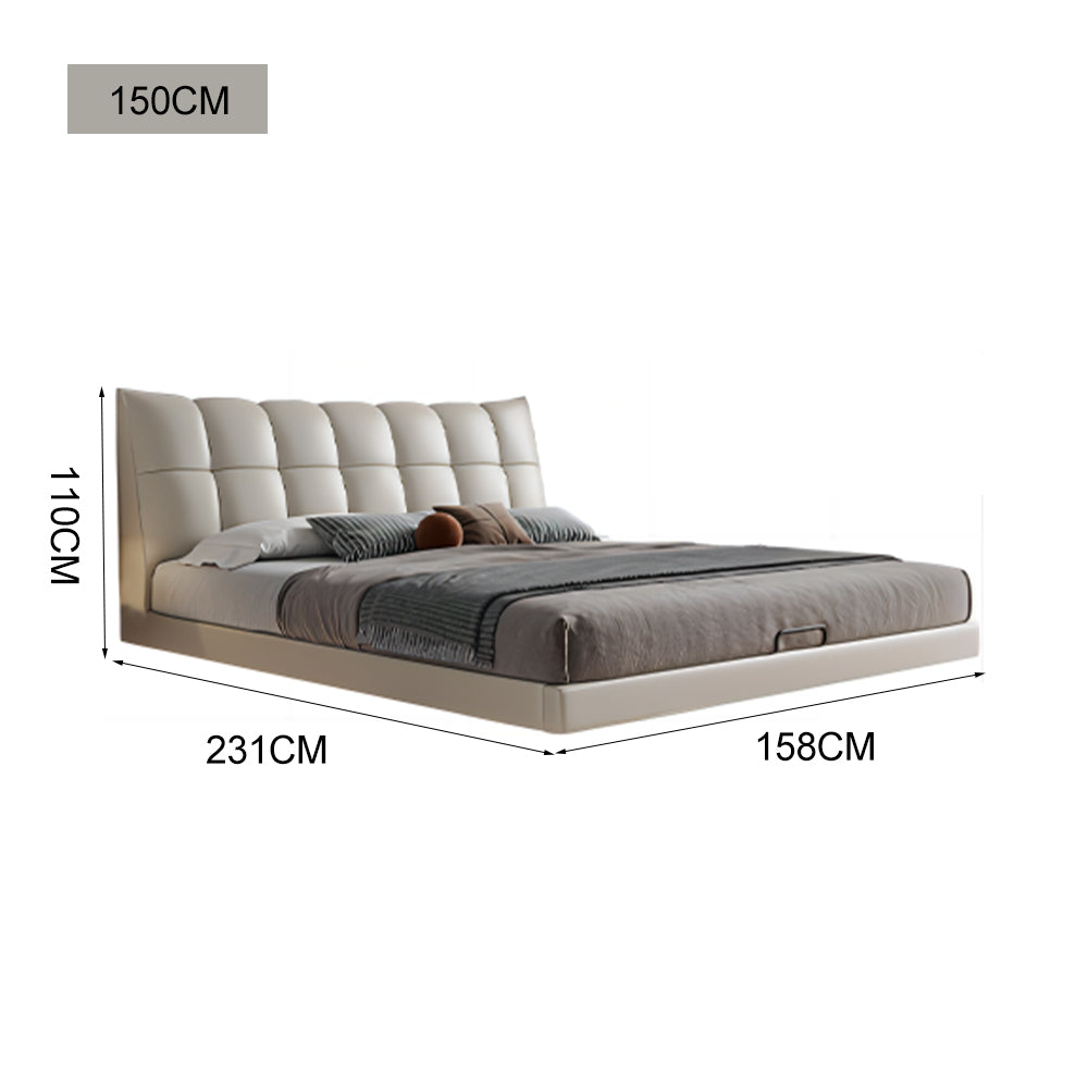 LUXORA B1195 Cowhide Frame Length 150/180cm Wood Solid Bed-White