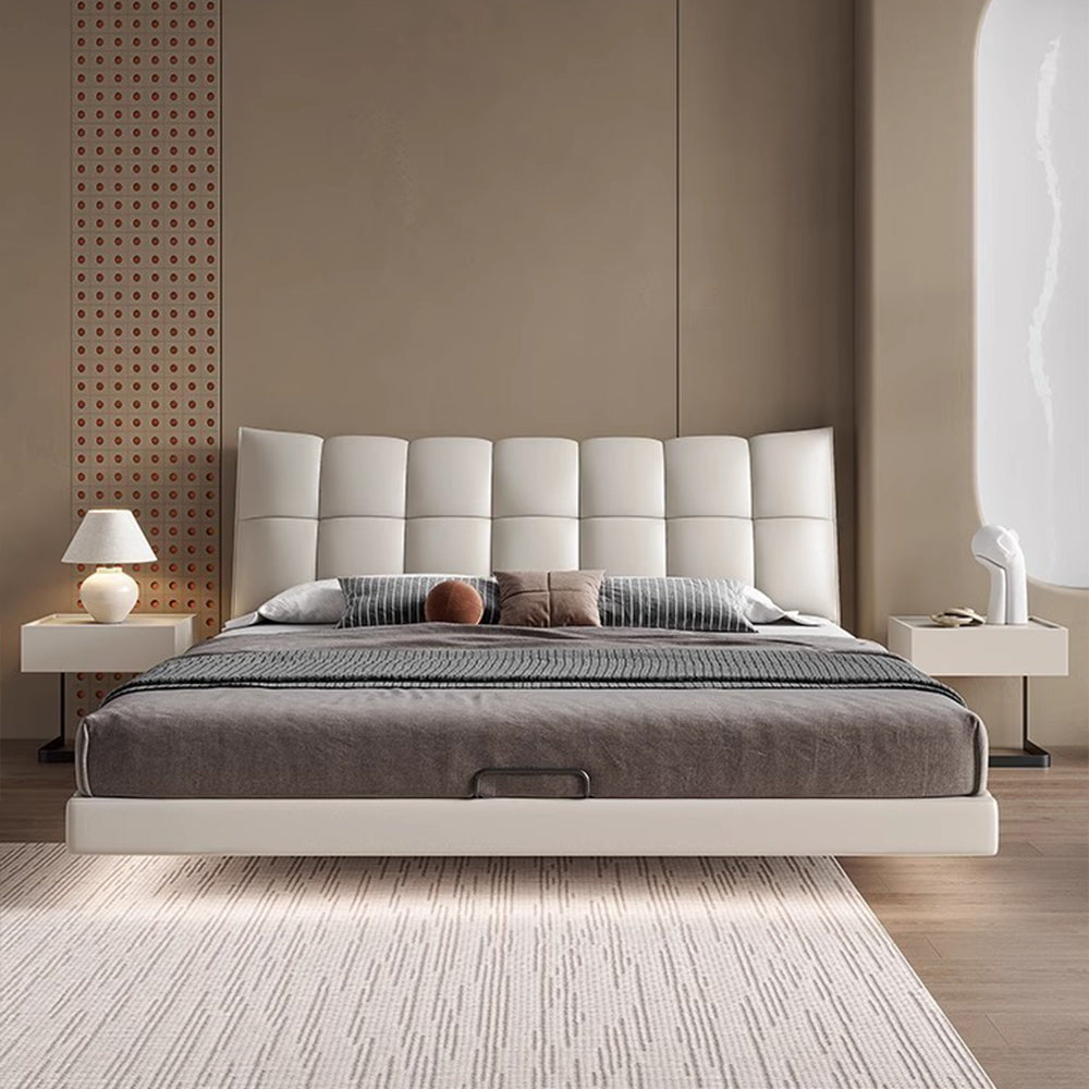 LUXORA B1195 Cowhide Frame Length 150/180cm Wood Solid Bed-White
