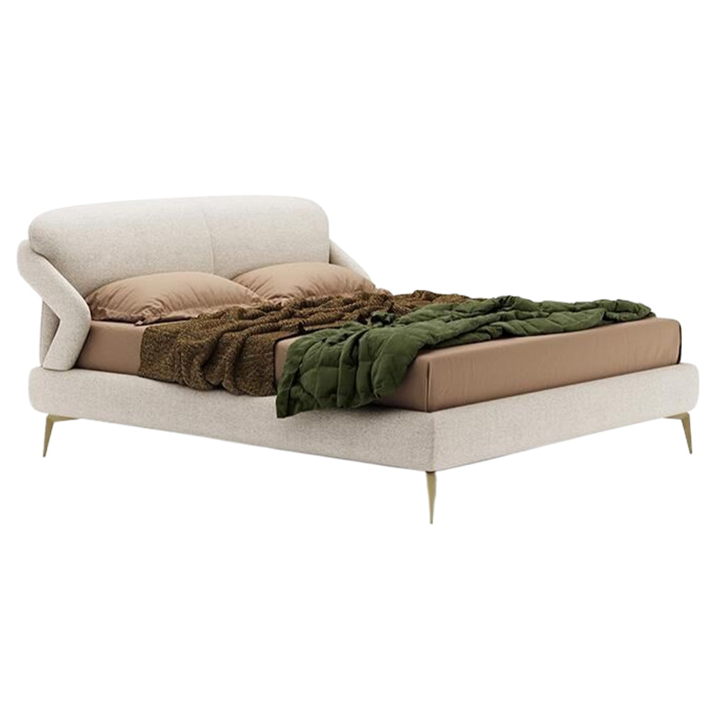 LUXORA B1291 Solid Wood Premium Linen Length Frame 150/180cm Bed-White
