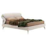 LUXORA B1291 Solid Wood Premium Linen Length Frame 150/180cm Bed-White