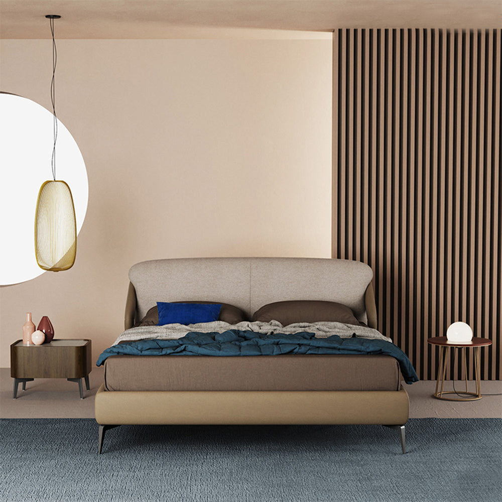 LUXORA B1291 Solid Wood Premium Linen Length Frame 150/180cm Bed-White