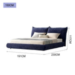 LUXORA B1308 Length Frame Chenille Solid Wood Fabric 150/180cm Bed-Blue