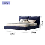 LUXORA B1308 Length Frame Chenille Solid Wood Fabric 150/180cm Bed-Blue