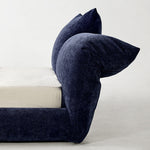 LUXORA B1308 Length Frame Chenille Solid Wood Fabric 150/180cm Bed-Blue