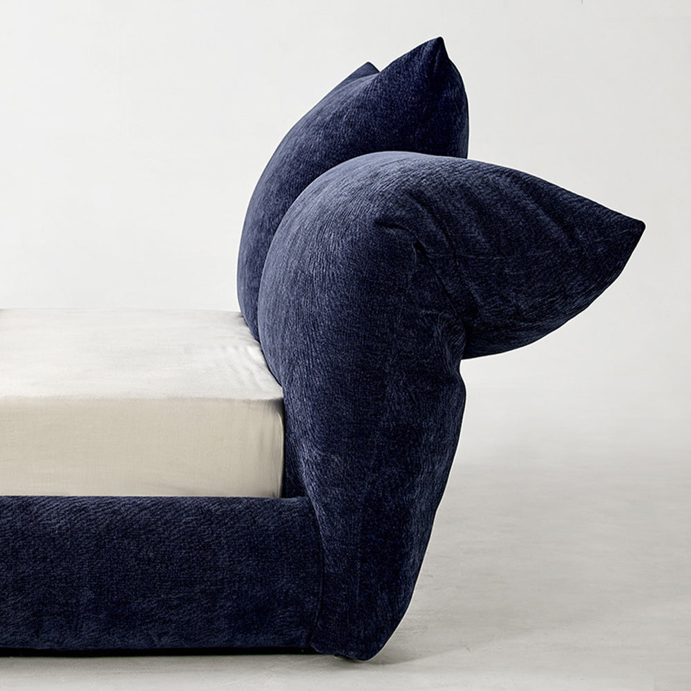 LUXORA B1308 Length Frame Chenille Solid Wood Fabric 150/180cm Bed-Blue