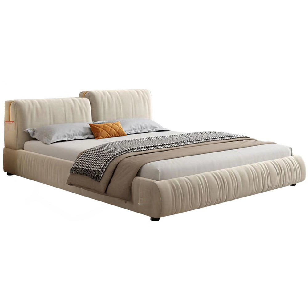 LUXORA B1315 Fabric Solid Matte 150/180cm Frame Wood Length Bed-White