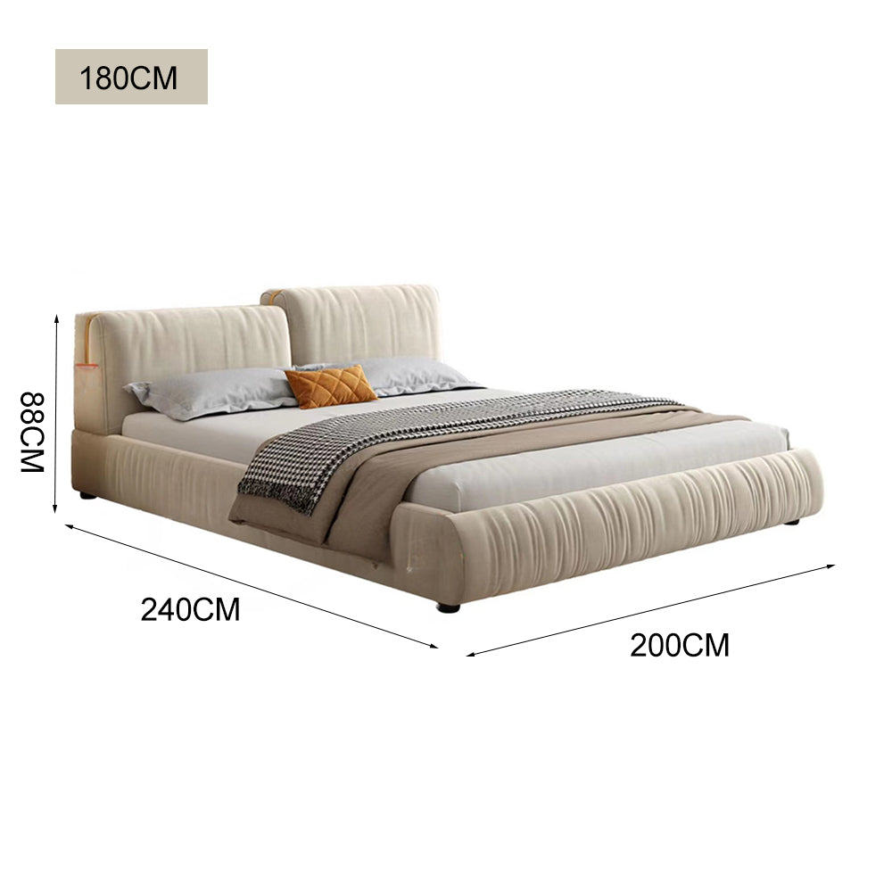 LUXORA B1315 Fabric Solid Matte 150/180cm Frame Wood Length Bed-White