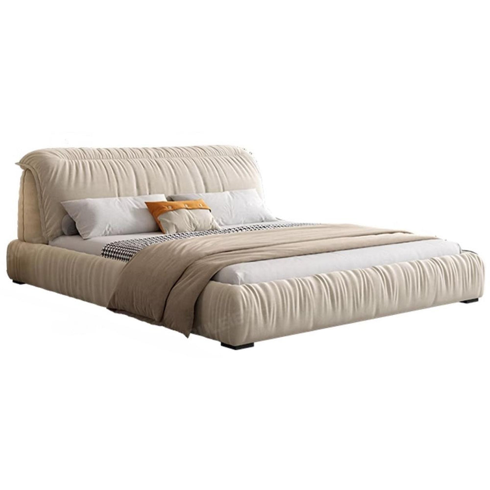 LUXORA B1318 Length Fabric Wood 150/180cm Matte Frame Solid Bed-White